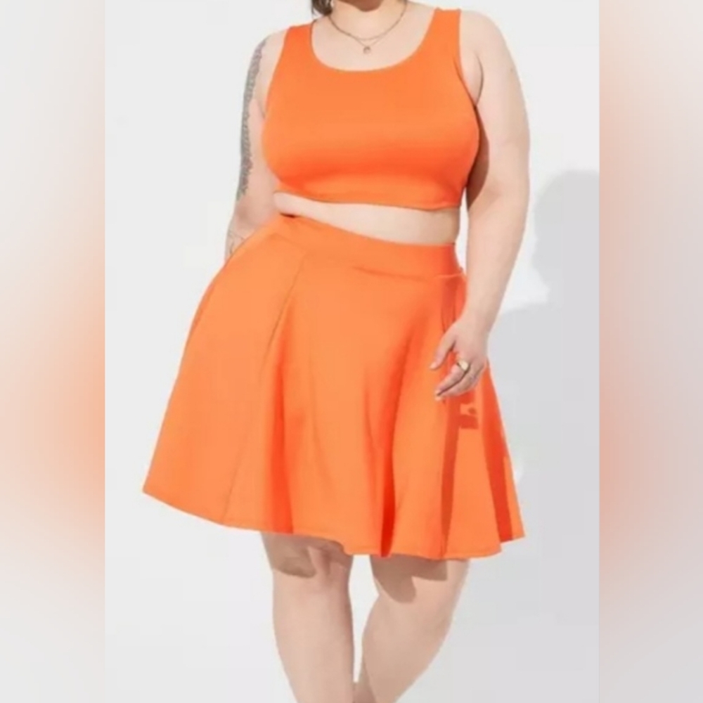Orange Women's Skirt and Top Set